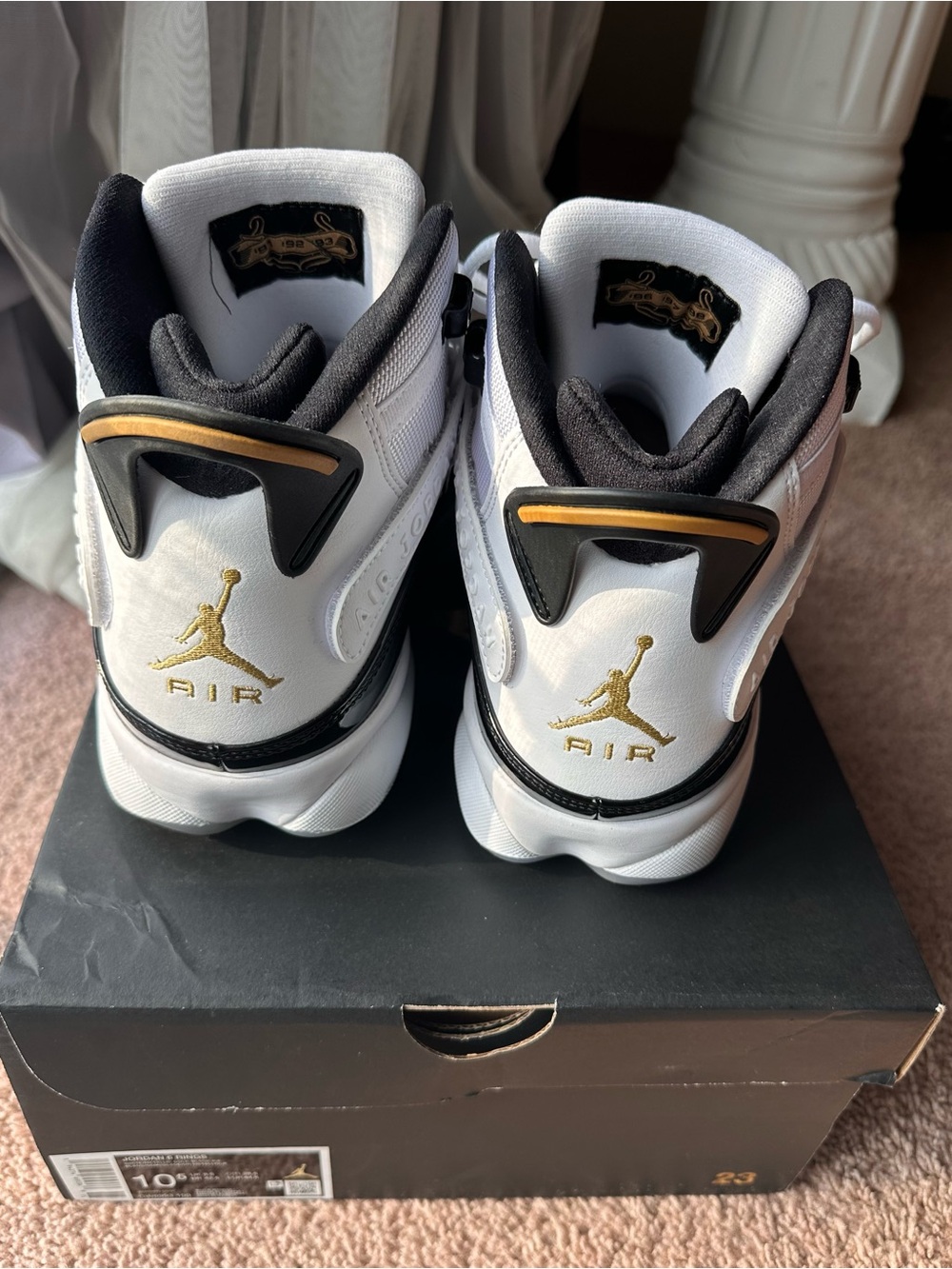 NIKE Air Jordan 6 Rings White Black Metallic Gold Sz 10.5 Men's (Worn Once) - Picture 3 of 7